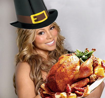 Mariah Carey holding a turkey